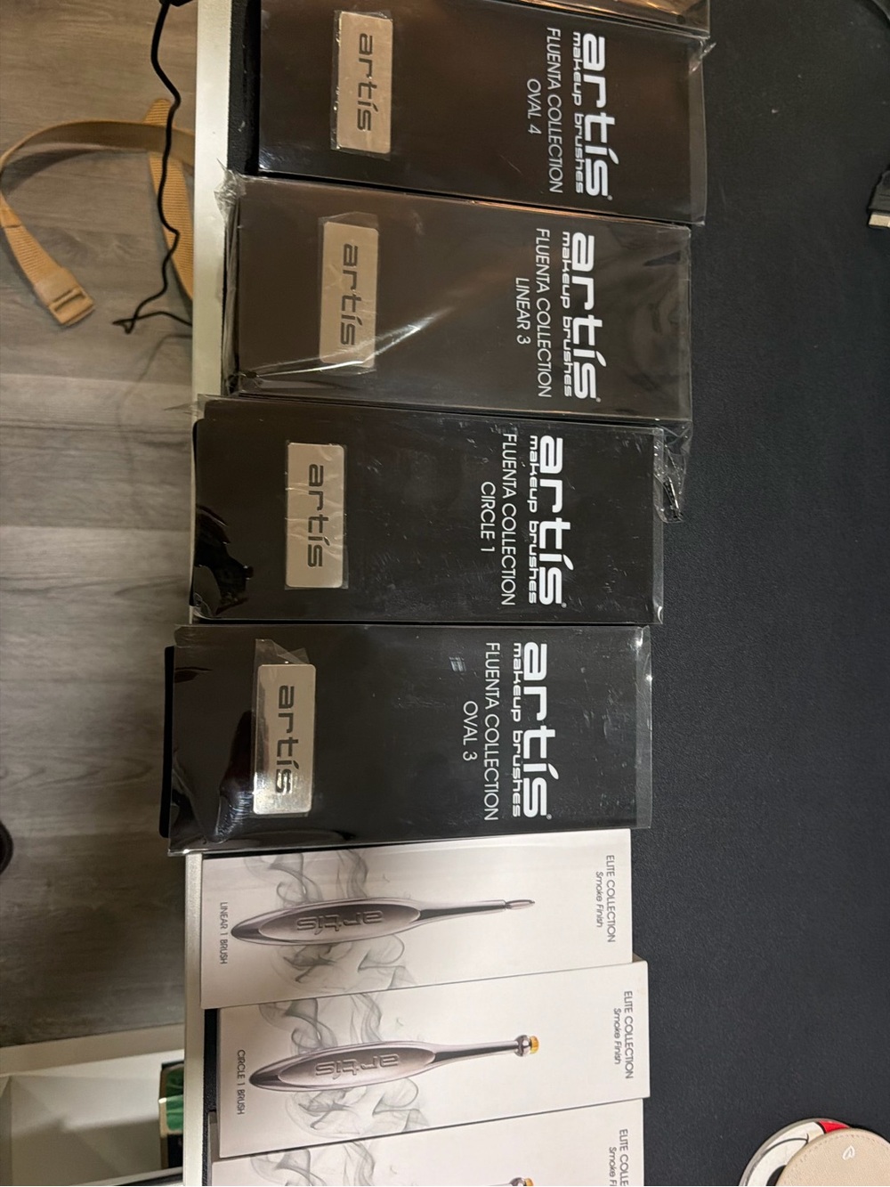 artis Makeup Brush Sets in Black and Silver Packaging